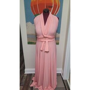 Infinity Bridesmaid Dress Convertible Long Maxi Multi-Way Bridal Pink L/XL